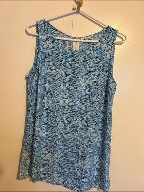 Sleeveless Milano Blue Dotted Shift Top Size S
